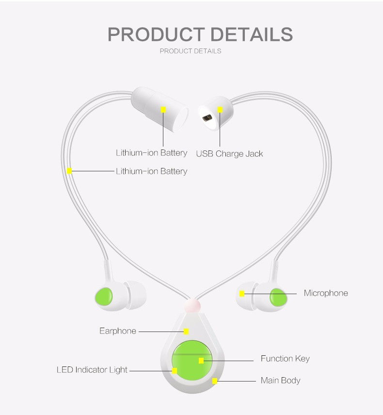 Sport Bluetooth Headphone Necklace